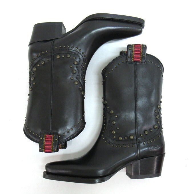 Dsquared2 Flat Boot West Studs Black Size 36 1/2