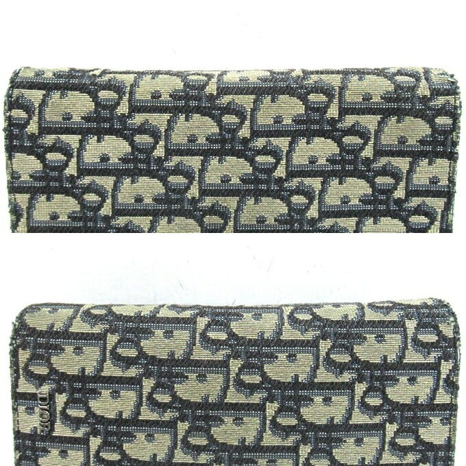 DIOR Oblique Vertical Long Jacquard Blue Wallet Size ONE SIZE