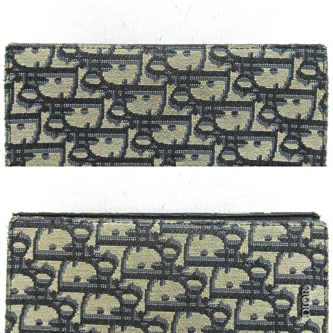 DIOR Oblique Vertical Long Jacquard Blue Wallet Size ONE SIZE
