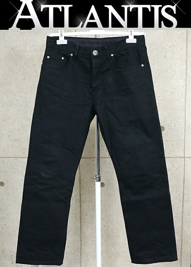 CHROME HEARTS 5-Pocket Flare Knee Denim Pants Black Size 32