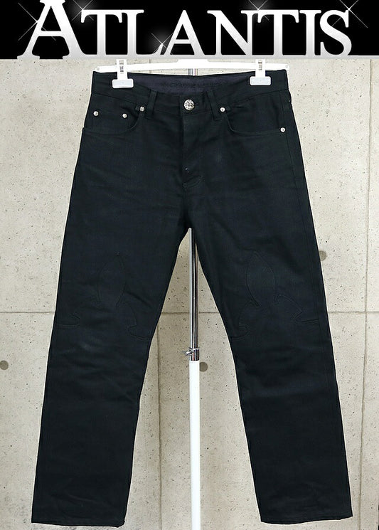 CHROME HEARTS 5-Pocket Flare Knee Denim Pants Black Size 32