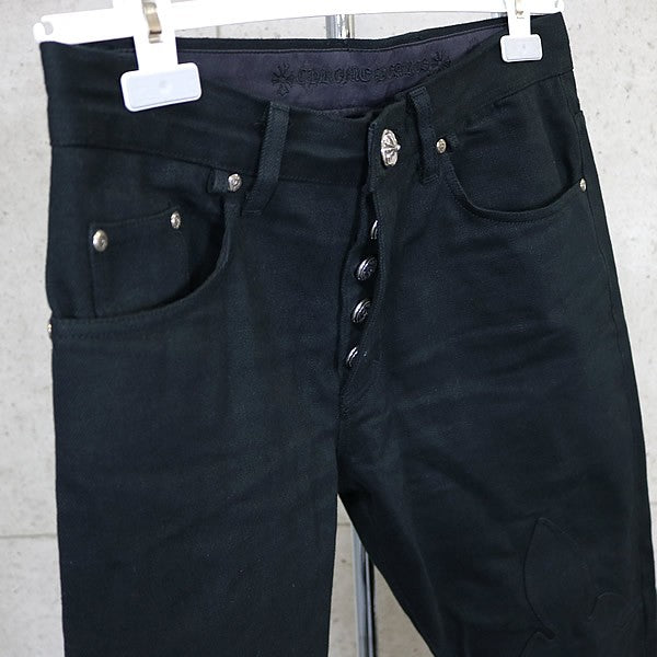 CHROME HEARTS 5-Pocket Flare Knee Denim Pants Black Size 32