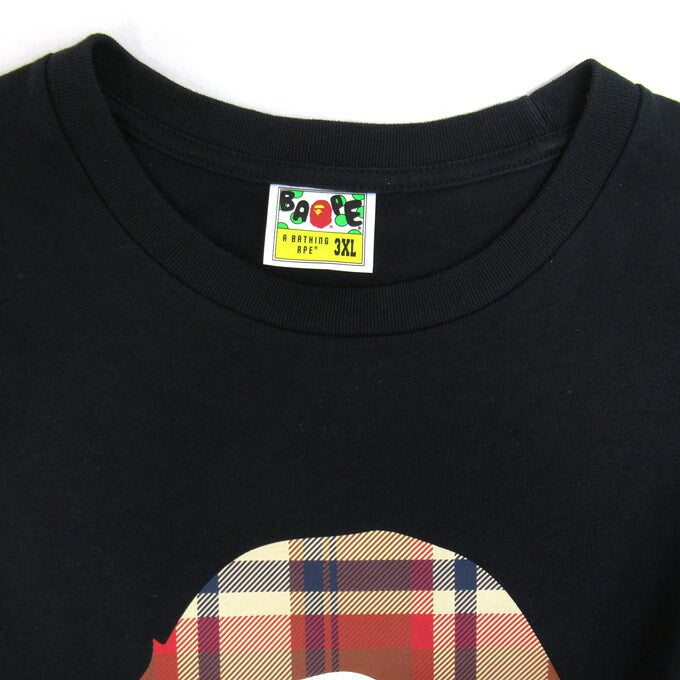 Bape A BATHING APE Check Big Ape Head T-Shirt Black Size 3XL