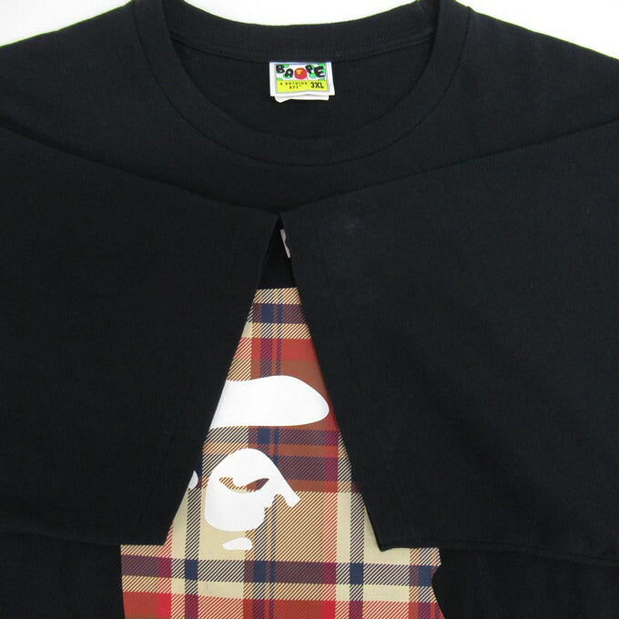 Bape A BATHING APE Check Big Ape Head T-Shirt Black Size 3XL