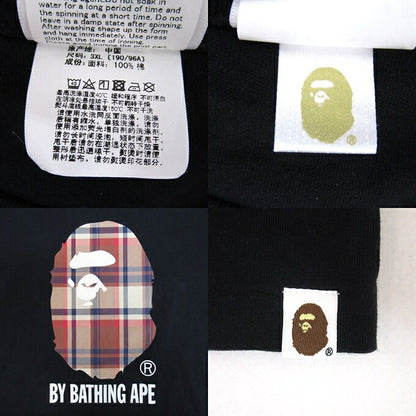 Bape A BATHING APE Check Big Ape Head T-Shirt Black Size 3XL