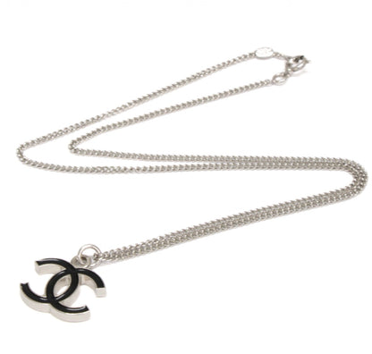 CHANEL Coco Mark Reversible Silver Necklace Size ONE SIZE