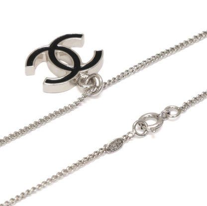CHANEL Coco Mark Reversible Silver Necklace Size ONE SIZE