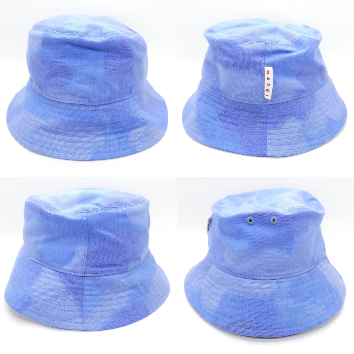 MARNI Canvas Cloud Motif Marble Bucket Hat Blue