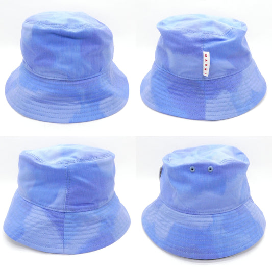 MARNI Canvas Cloud Motif Marble Bucket Hat Blue