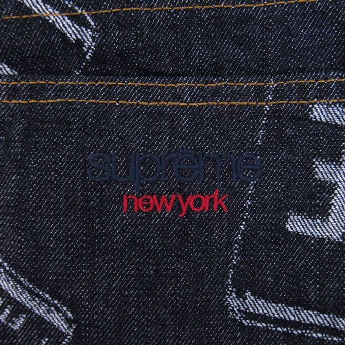 Supreme 26SS License Plate Baggy Jeans Indigo Size 30