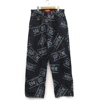 Supreme 26SS License Plate Baggy Jeans Indigo Size 30