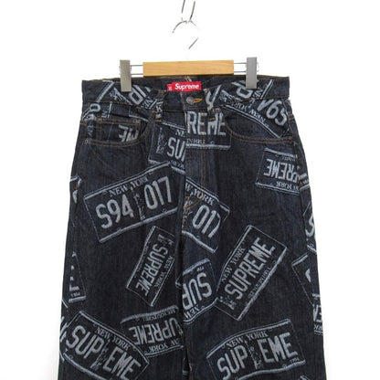 Supreme 26SS License Plate Baggy Jeans Indigo Size 30