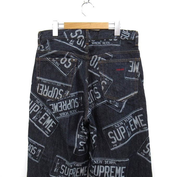 Supreme 26SS License Plate Baggy Jeans Indigo Size 30