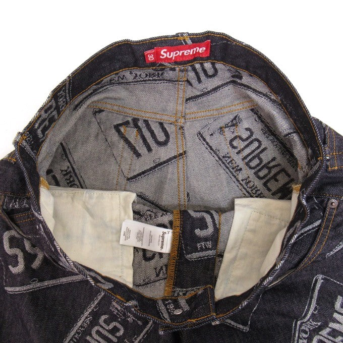 Supreme 26SS License Plate Baggy Jeans Indigo Size 30