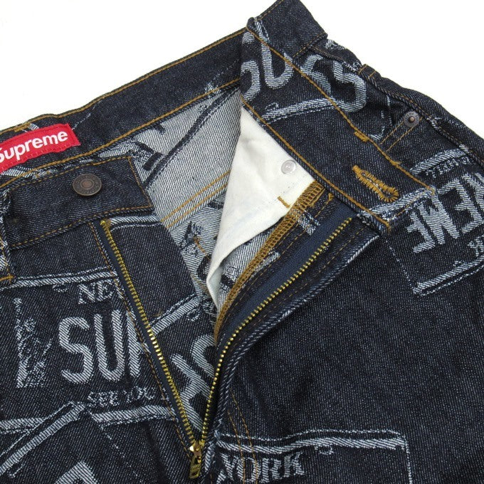 Supreme 26SS License Plate Baggy Jeans Indigo Size 30