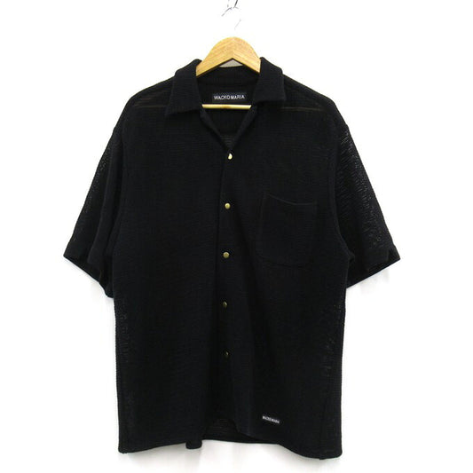 WACKO MARIA 25SS Summer Open Collar Knit Shirt Black Size L