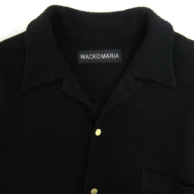 WACKO MARIA 25SS Summer Open Collar Knit Shirt Black Size L