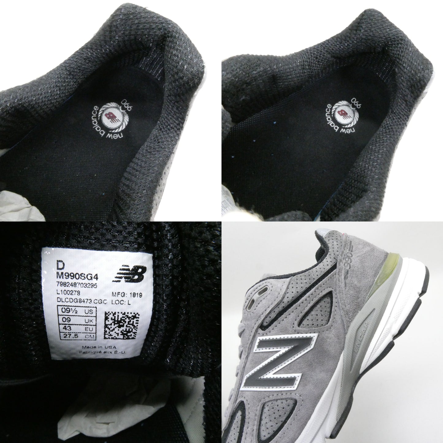 NEW BALANCE 990 V4 M990SG4 Made In Gray Sneakers Size 9.5