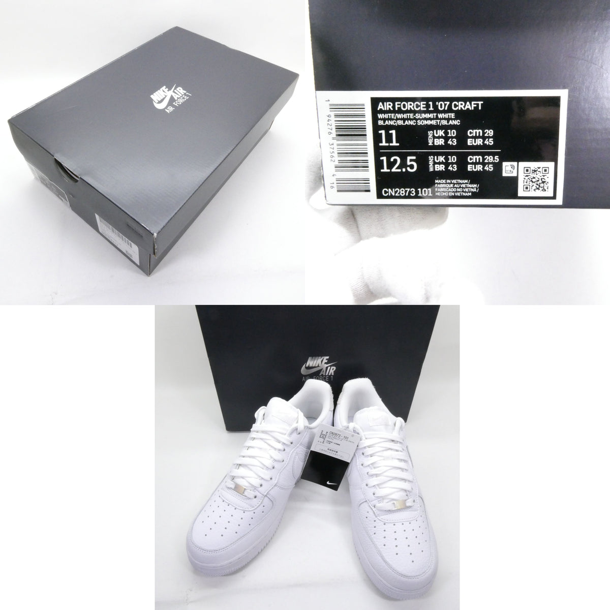 NIKE Air Force 1 07 Craft White Sneakers Size 11