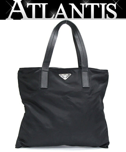PRADA Triangle Logo Nylon Handbag Black Size ONE SIZE