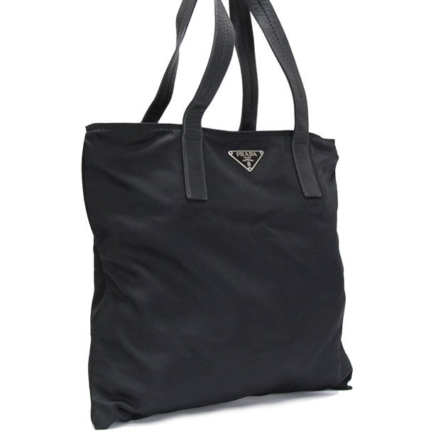 PRADA Triangle Logo Nylon Handbag Black Size ONE SIZE