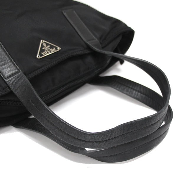 PRADA Triangle Logo Nylon Handbag Black Size ONE SIZE