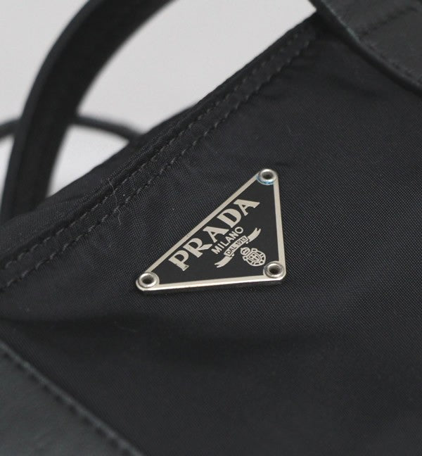 PRADA Triangle Logo Nylon Handbag Black Size ONE SIZE
