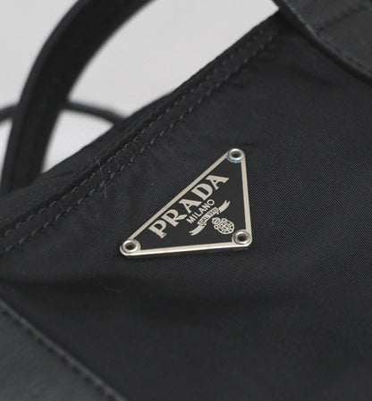 PRADA Triangle Logo Nylon Handbag Black Size ONE SIZE