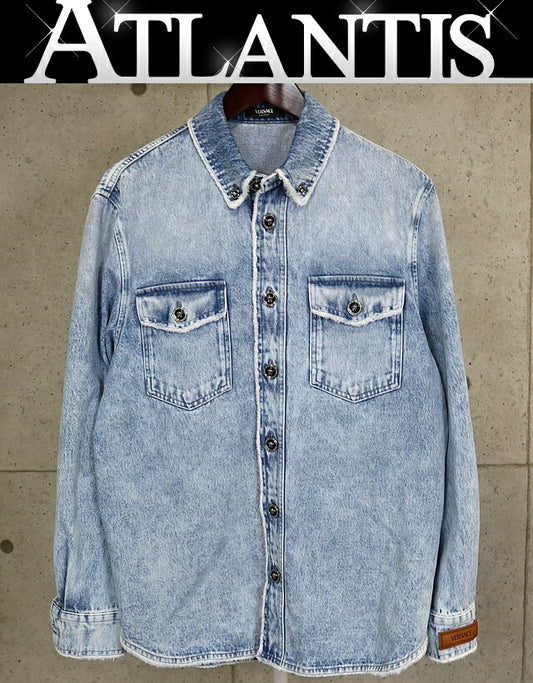 VERSACE Blue Medusa Button Denim Shirt Jacket Size 46
