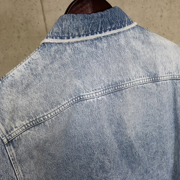VERSACE Blue Medusa Button Denim Shirt Jacket Size 46