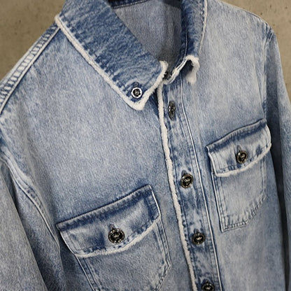 VERSACE Blue Medusa Button Denim Shirt Jacket Size 46