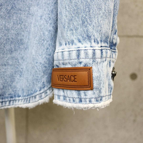 VERSACE Blue Medusa Button Denim Shirt Jacket Size 46