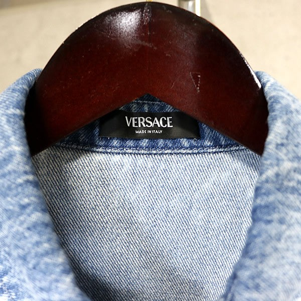 VERSACE Blue Medusa Button Denim Shirt Jacket Size 46