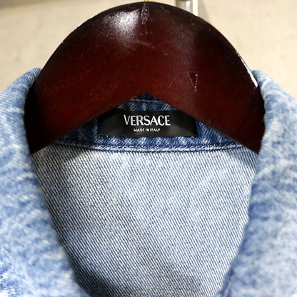 VERSACE Blue Medusa Button Denim Shirt Jacket Size 46