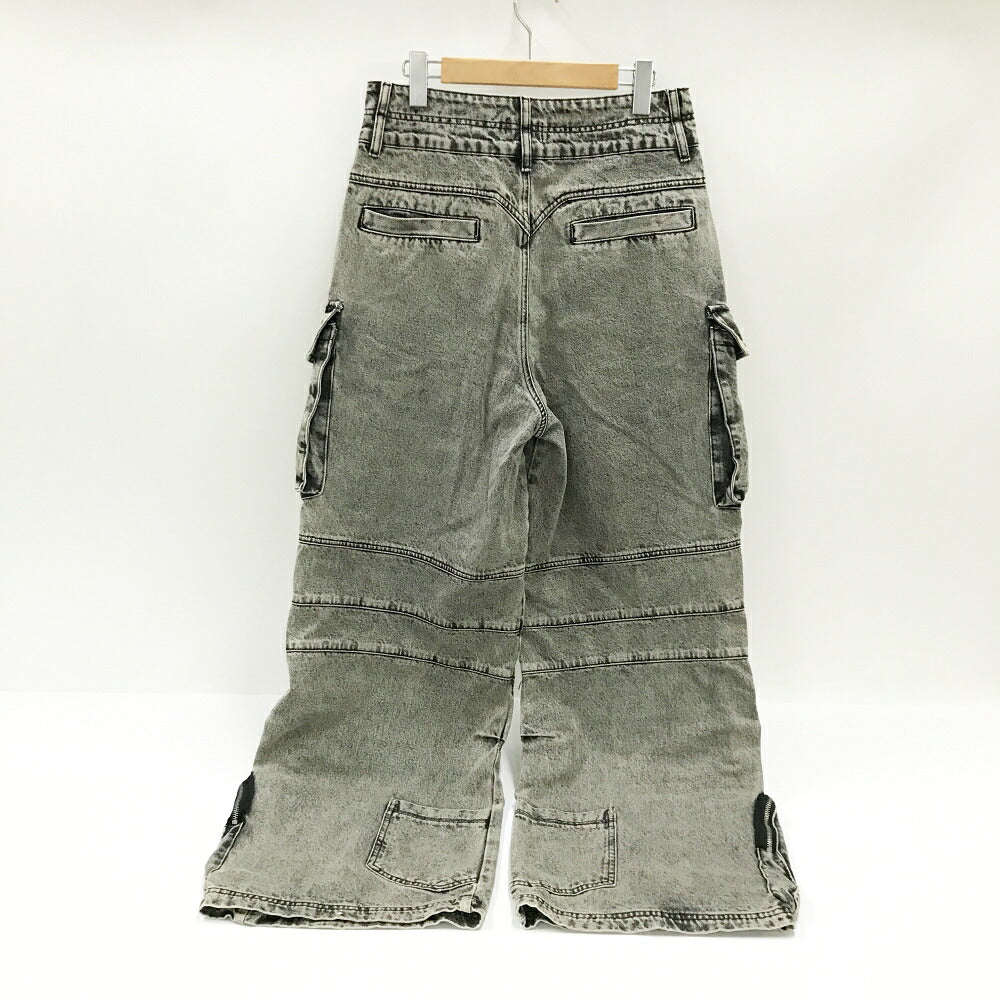 PERSONSOUL Multi Pocket Wide Denim Jeans Black Size L