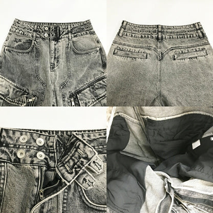 PERSONSOUL Multi Pocket Wide Denim Jeans Black Size L