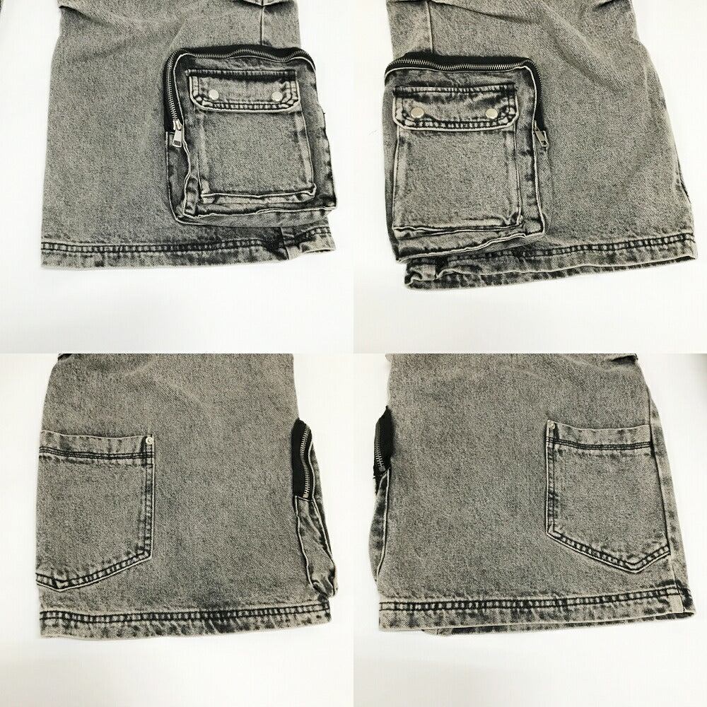PERSONSOUL Multi Pocket Wide Denim Jeans Black Size L