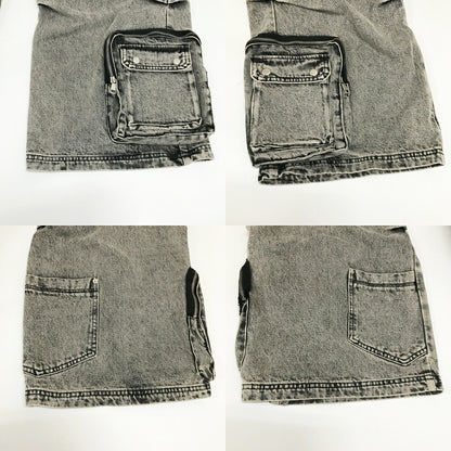 PERSONSOUL Multi Pocket Wide Denim Jeans Black Size L