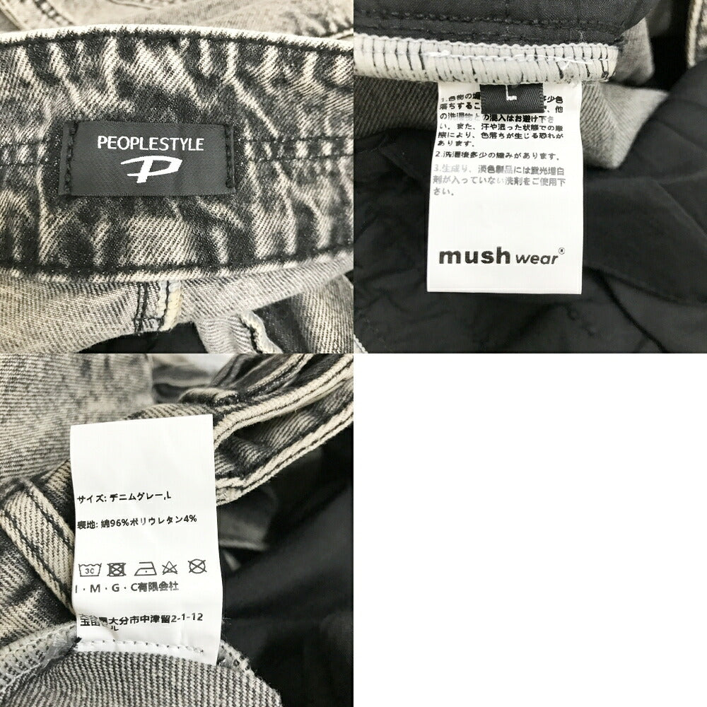 PERSONSOUL Multi Pocket Wide Denim Jeans Black Size L