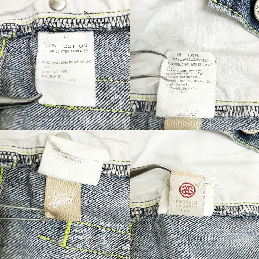 STUSSY Blue Back Paint Logo Denim Shorts Size 32