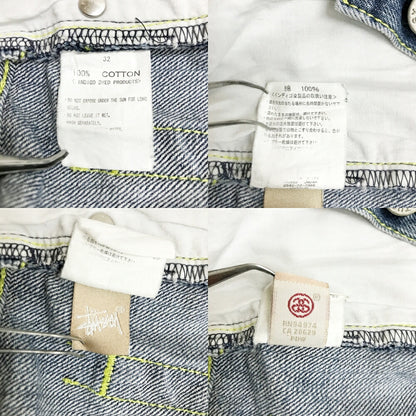 STUSSY Blue Back Paint Logo Denim Shorts Size 32