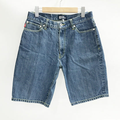 STUSSY Blue Back Paint Logo Denim Shorts Size 32
