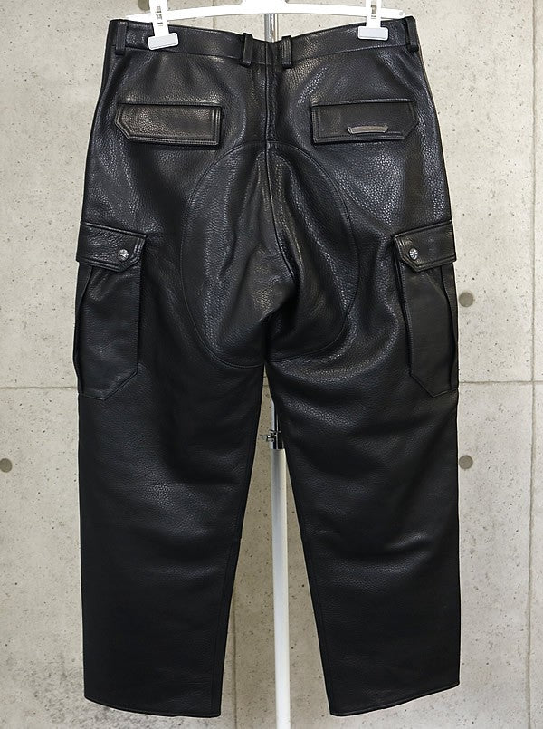 CHROME HEARTS DEVIL DOG Leather Cargo Pants Black Size 34