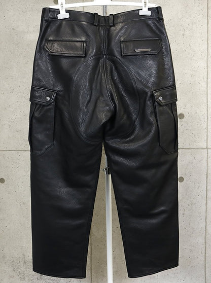 CHROME HEARTS DEVIL DOG Leather Cargo Pants Black Size 34