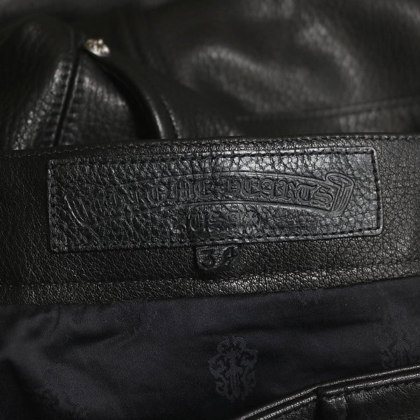 CHROME HEARTS DEVIL DOG Leather Cargo Pants Black Size 34