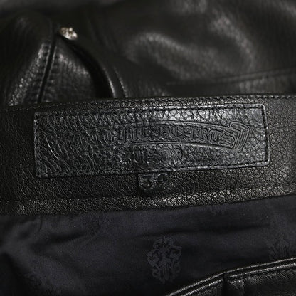 CHROME HEARTS DEVIL DOG Leather Cargo Pants Black Size 34