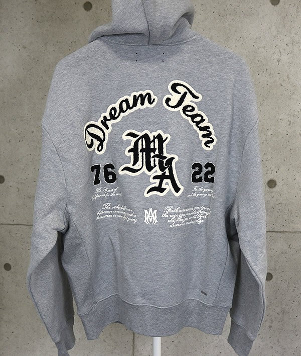AMIRI DREAM TEAM Oversized Cotton Hoodie Gray Size 48