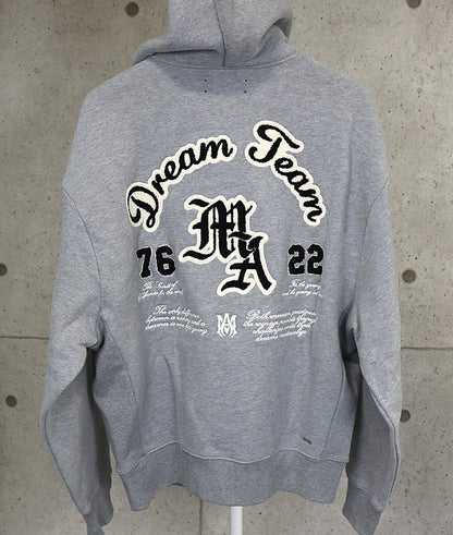 AMIRI DREAM TEAM Oversized Cotton Hoodie Gray Size 48