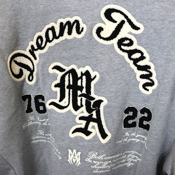 AMIRI DREAM TEAM Oversized Cotton Hoodie Gray Size 48