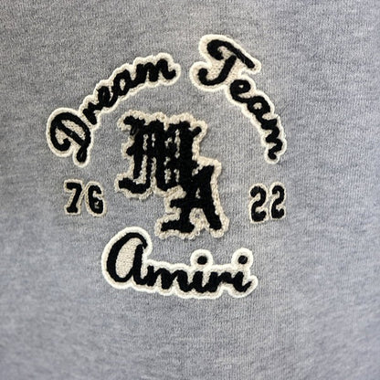 AMIRI DREAM TEAM Oversized Cotton Hoodie Gray Size 48